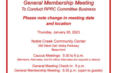 Notice of General Membership Meeting – January 2023